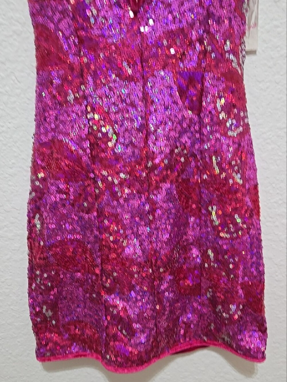 NWT Honey And Rosie Sequin Strapless Mini Dress in Fuchsia Party Barbiecore Sexy - Picture 5 of 12